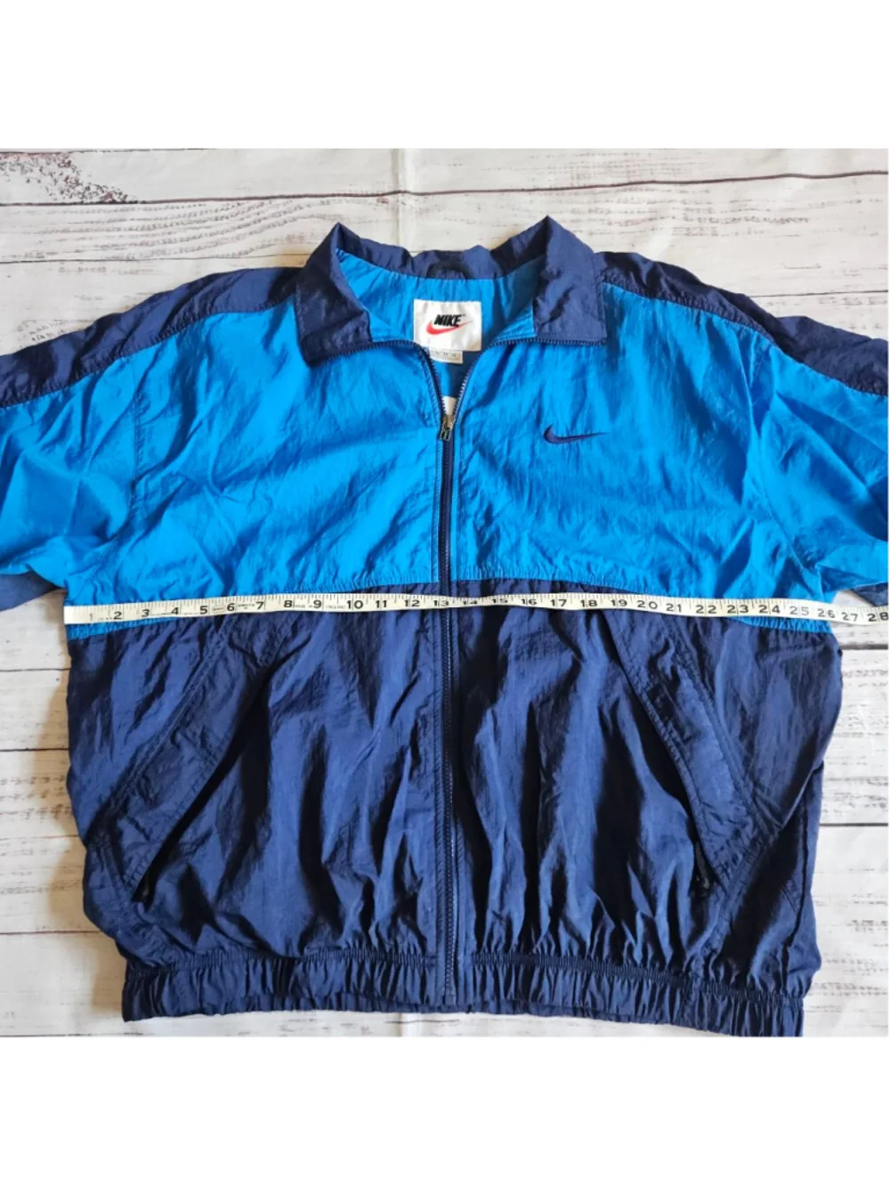 Vintage Nike Spellout Colorblock Blue Windbreaker Full Zip Jacket Mens XL